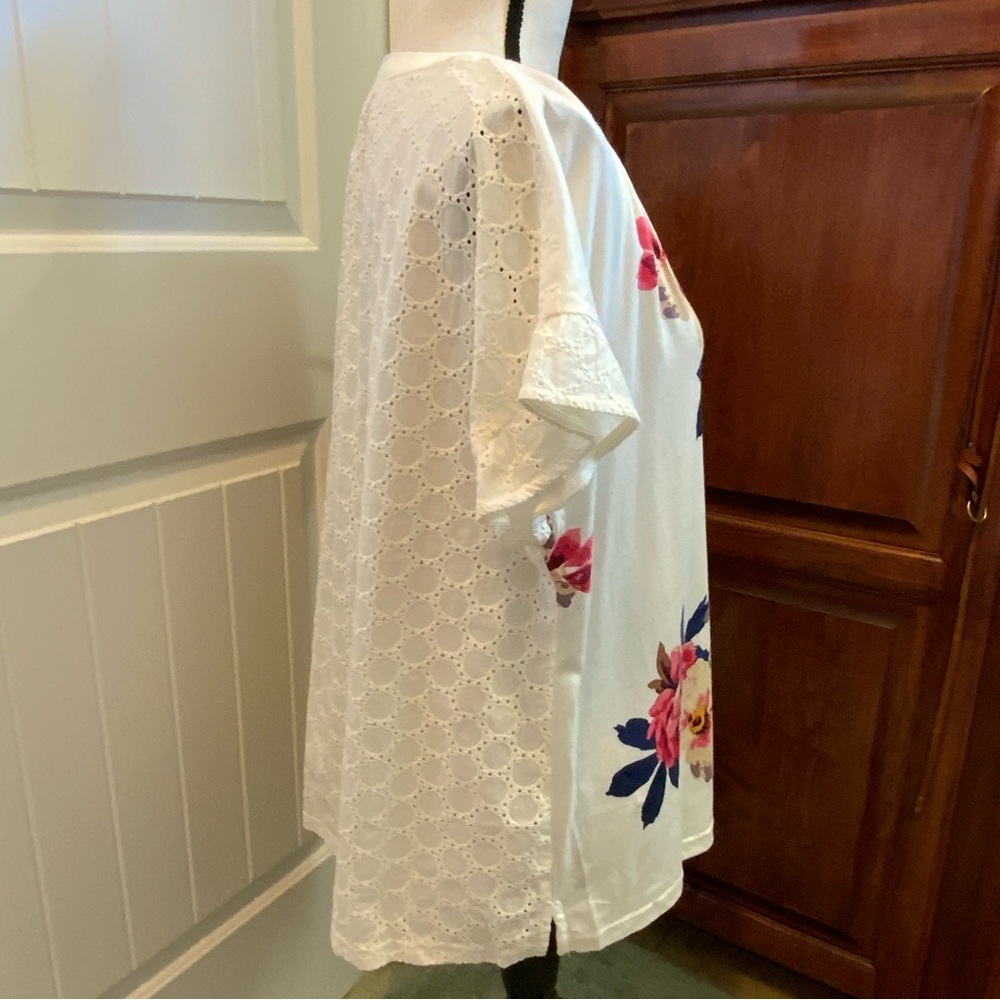 NEW Joules sz 14 floral tee with eyelet - Picture 5 of 7